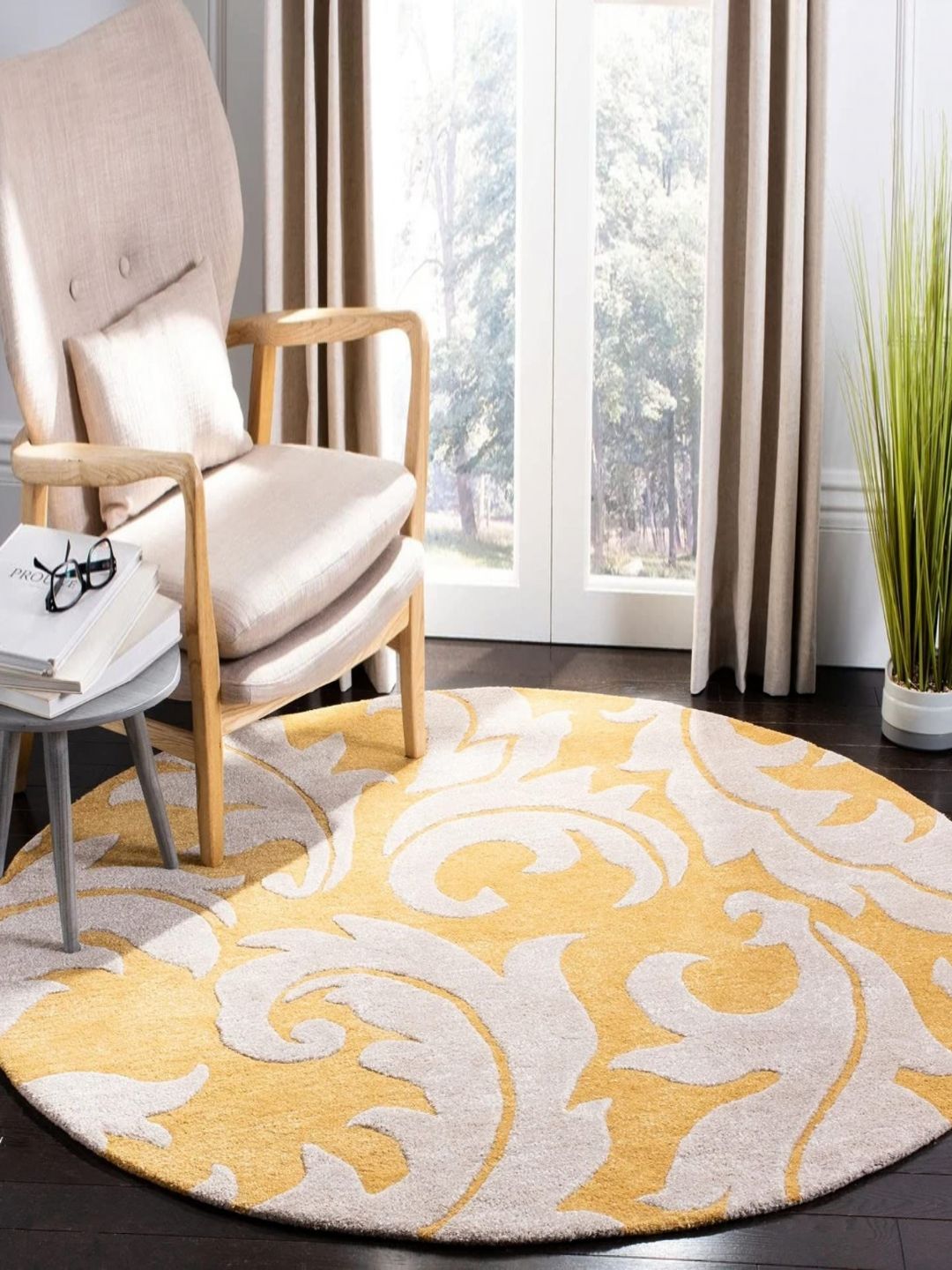 Safiya Carpet Beige & Yellow Ethnic Motifs Hand-Tufted Woollen Traditional Carpet-picture-22