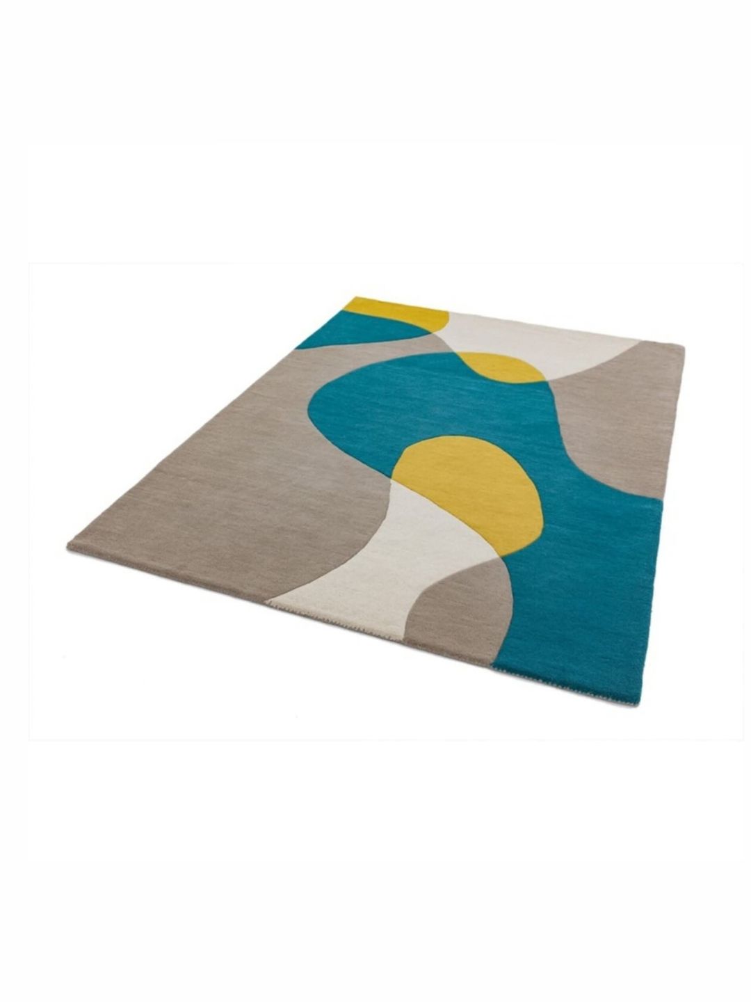 Safiya Carpet Beige & Teal Geometric Hand-Tufted Woollen Carpet-picture-23