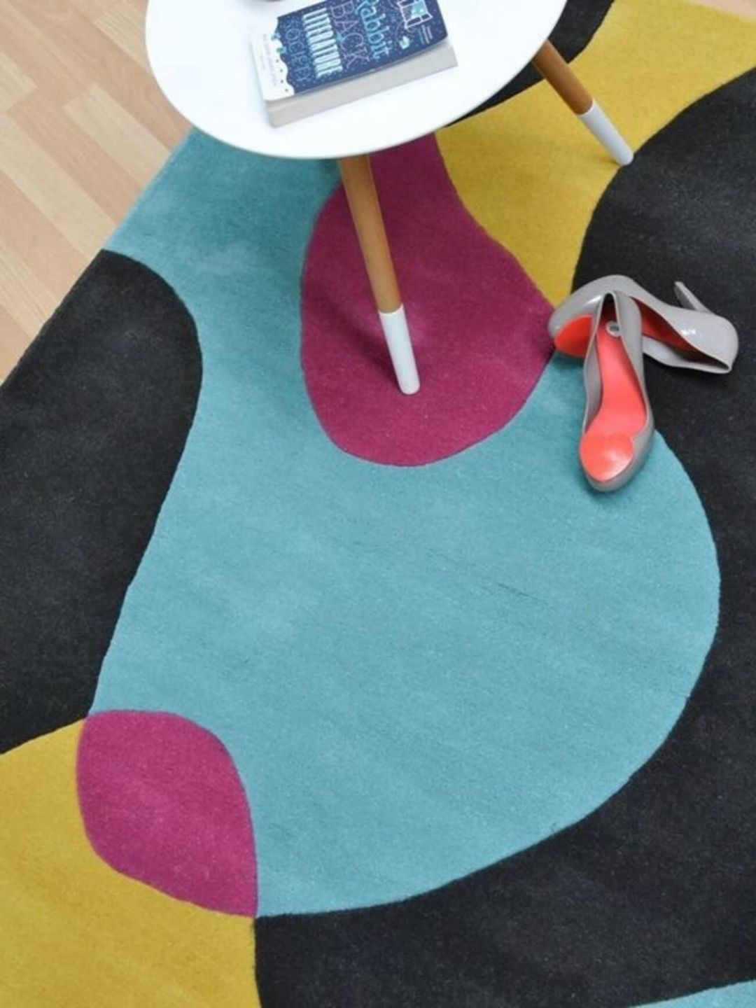 Safiya Carpet Blue & Pink Abstract Hand-Tufted Woollen Traditional Carpet-picture-35