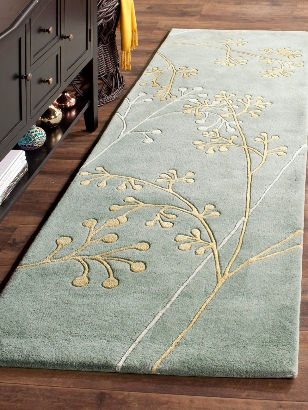 Safiya Carpet Green Floral Hand-Tufted Woollen Carpets-picture-14