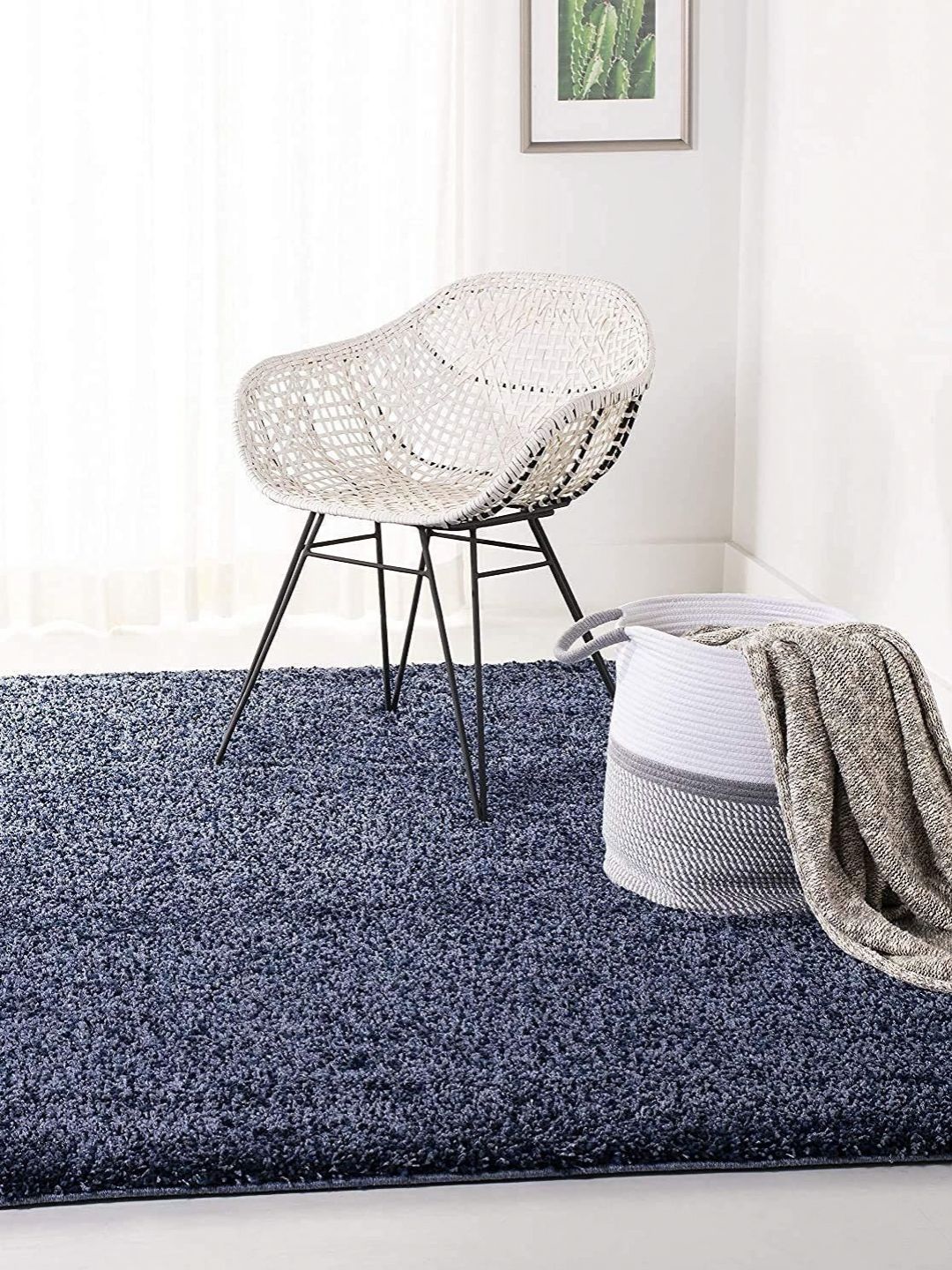 Safiya Carpet Blue Anti-Skid Rectangular Carpet-image-3