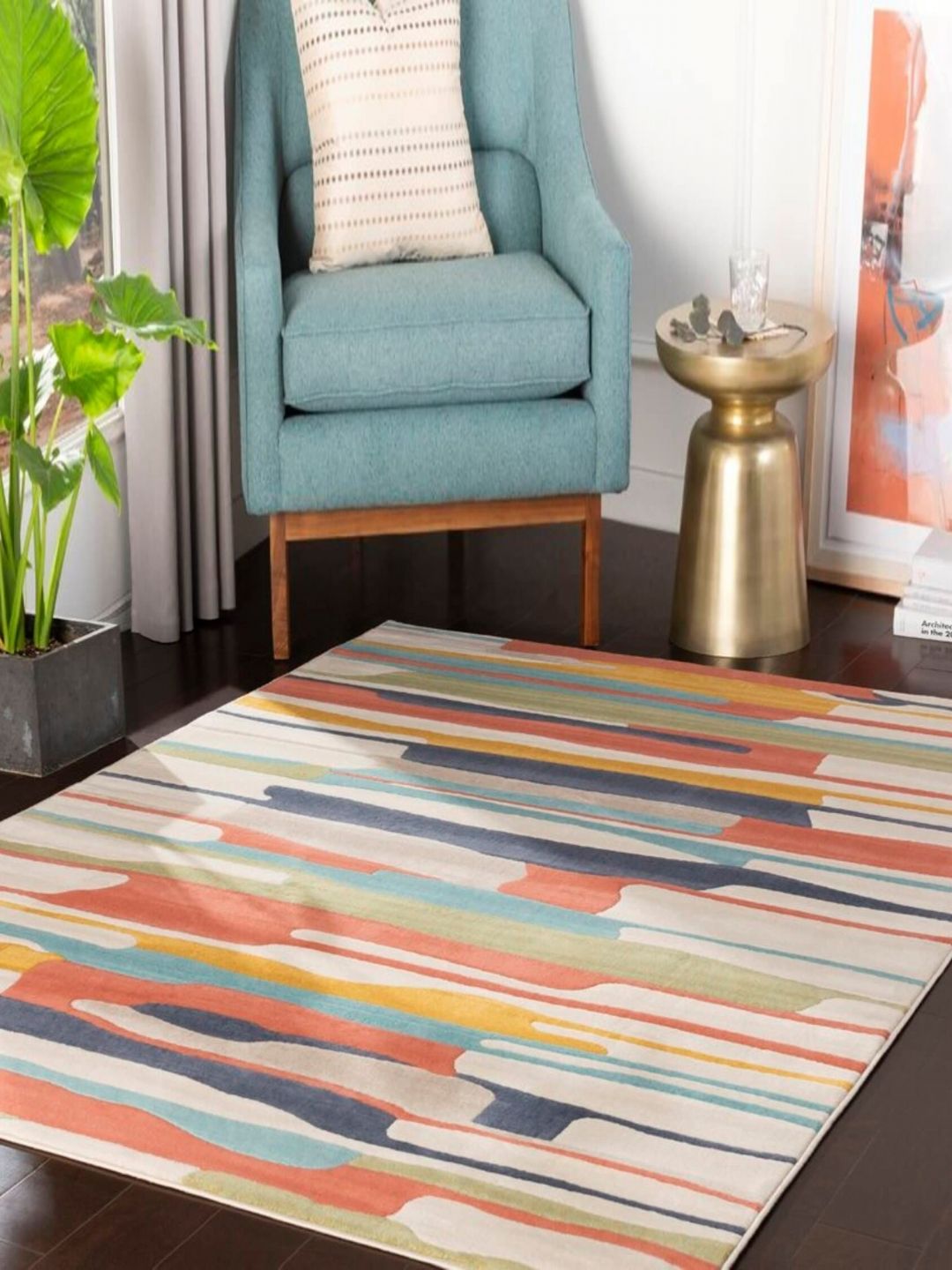Safiya Carpet Beige & Red Abstract Woollen Carpet-picture-1