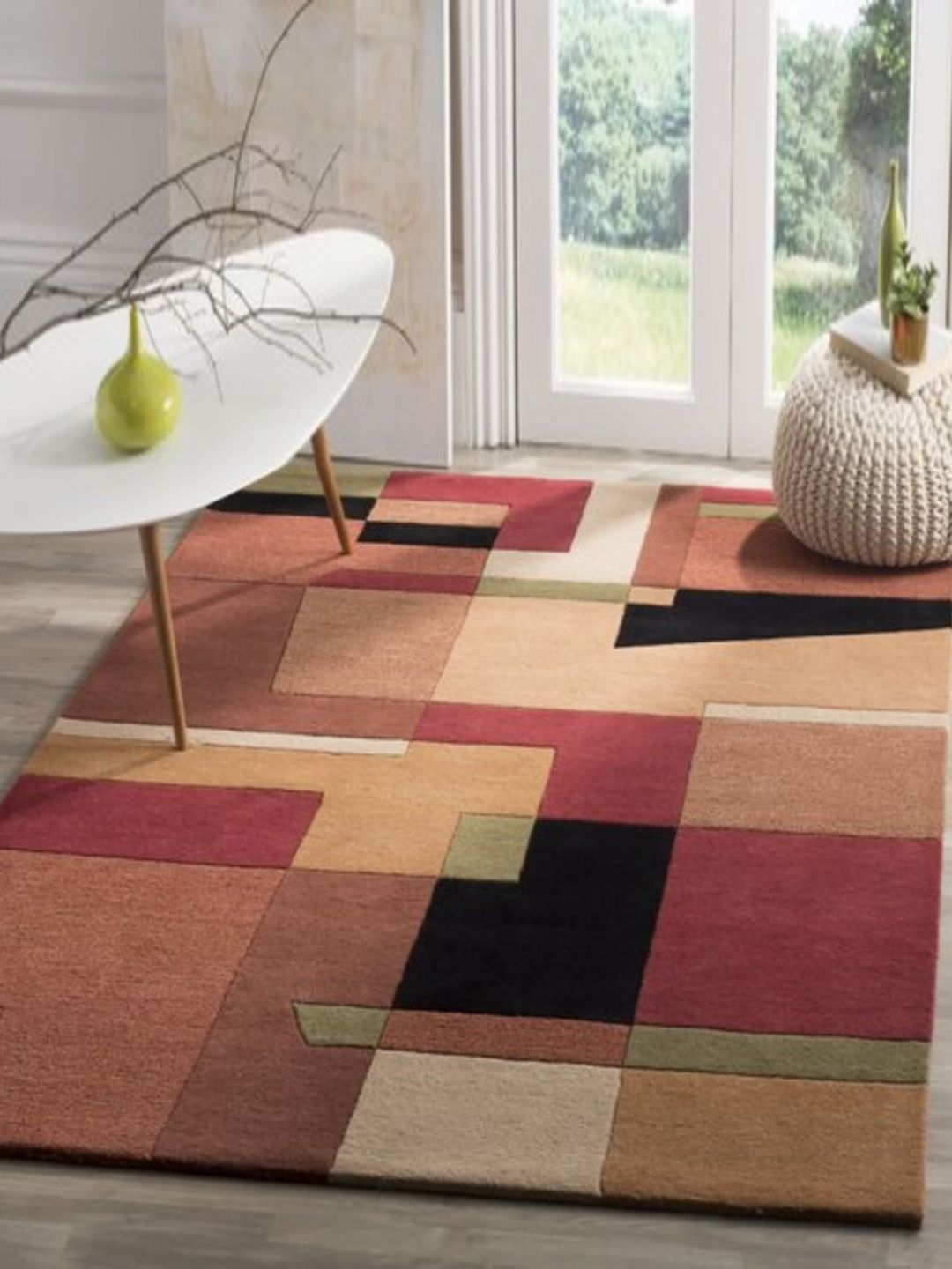 Safiya Carpet Beige & Red Abstract Hand-Tufted Woollen Contemporary Carpet-picture-23