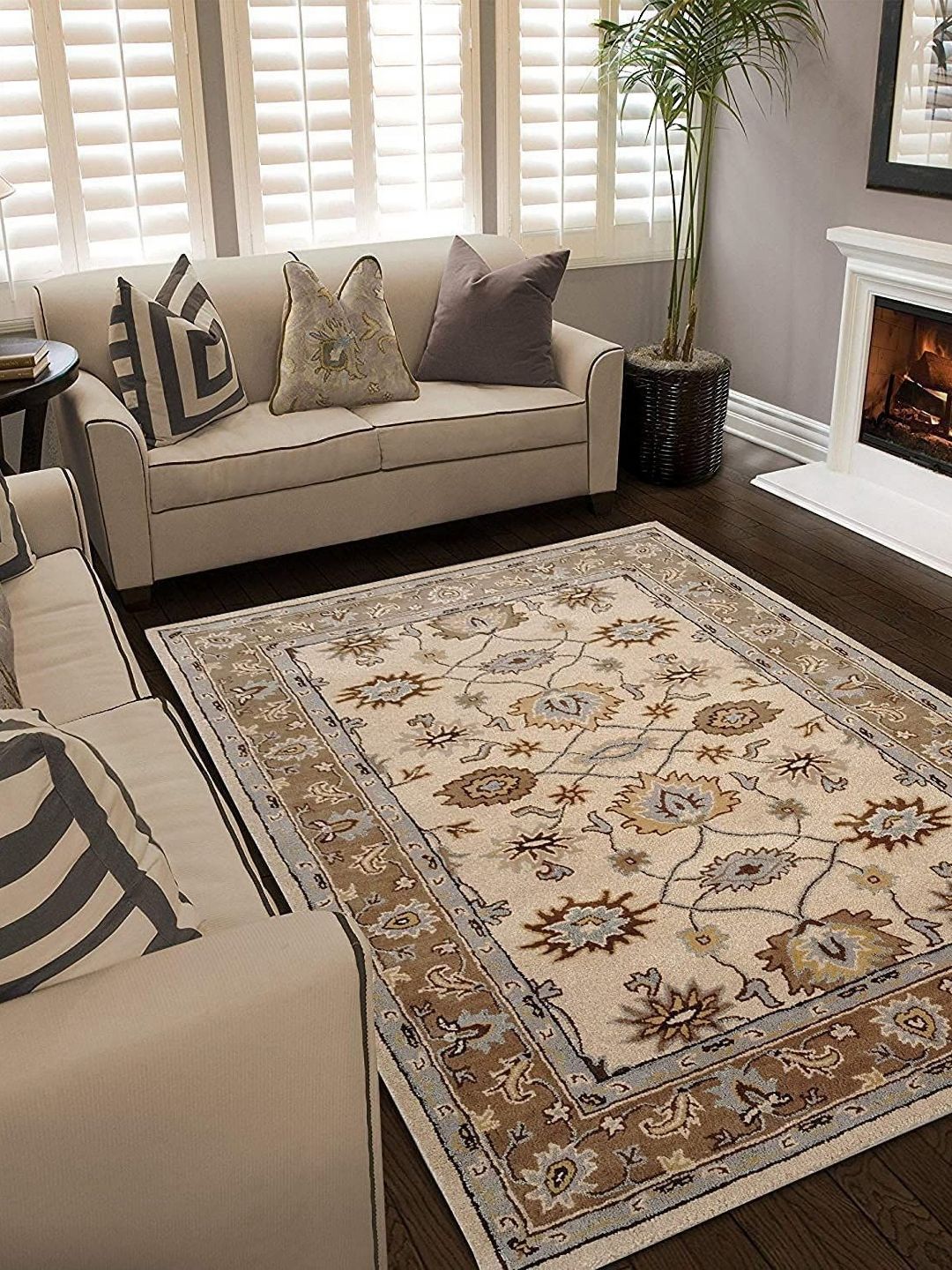 Safiya Carpet Beige & Brown Ethnic Motifs Printed Hand-Tufted Rectangle Woollen Carpet-picture-28