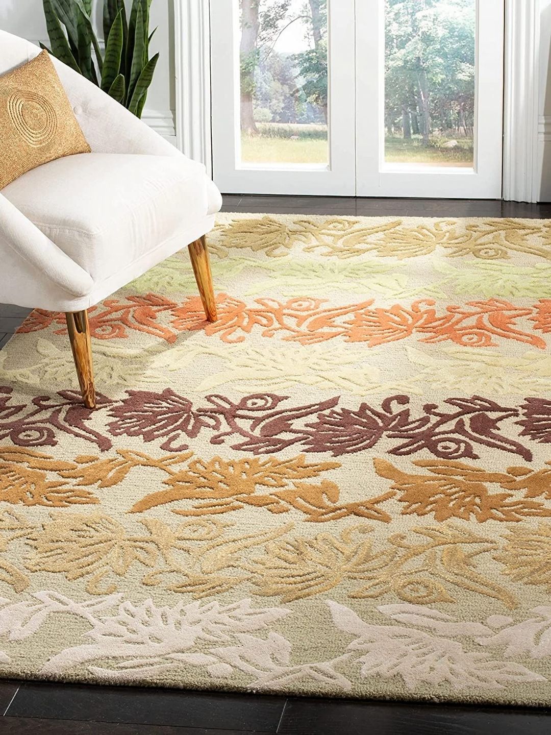 Safiya Carpet Beige & Brown Floral Woollen Carpet-picture-32