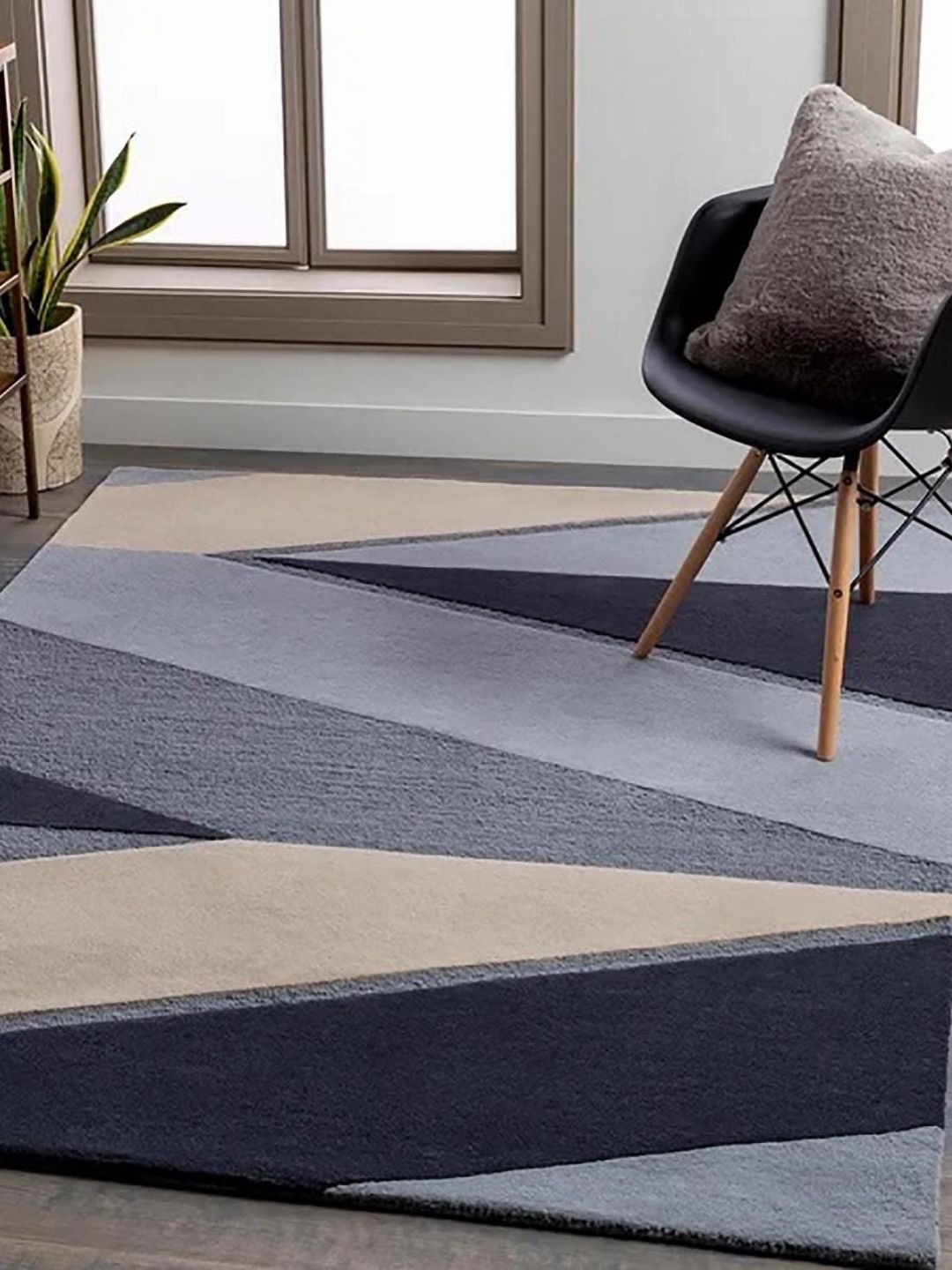 Safiya Carpet Grey & Beige Striped Hand-Tufted Woollen Contemporary Carpet-image-46