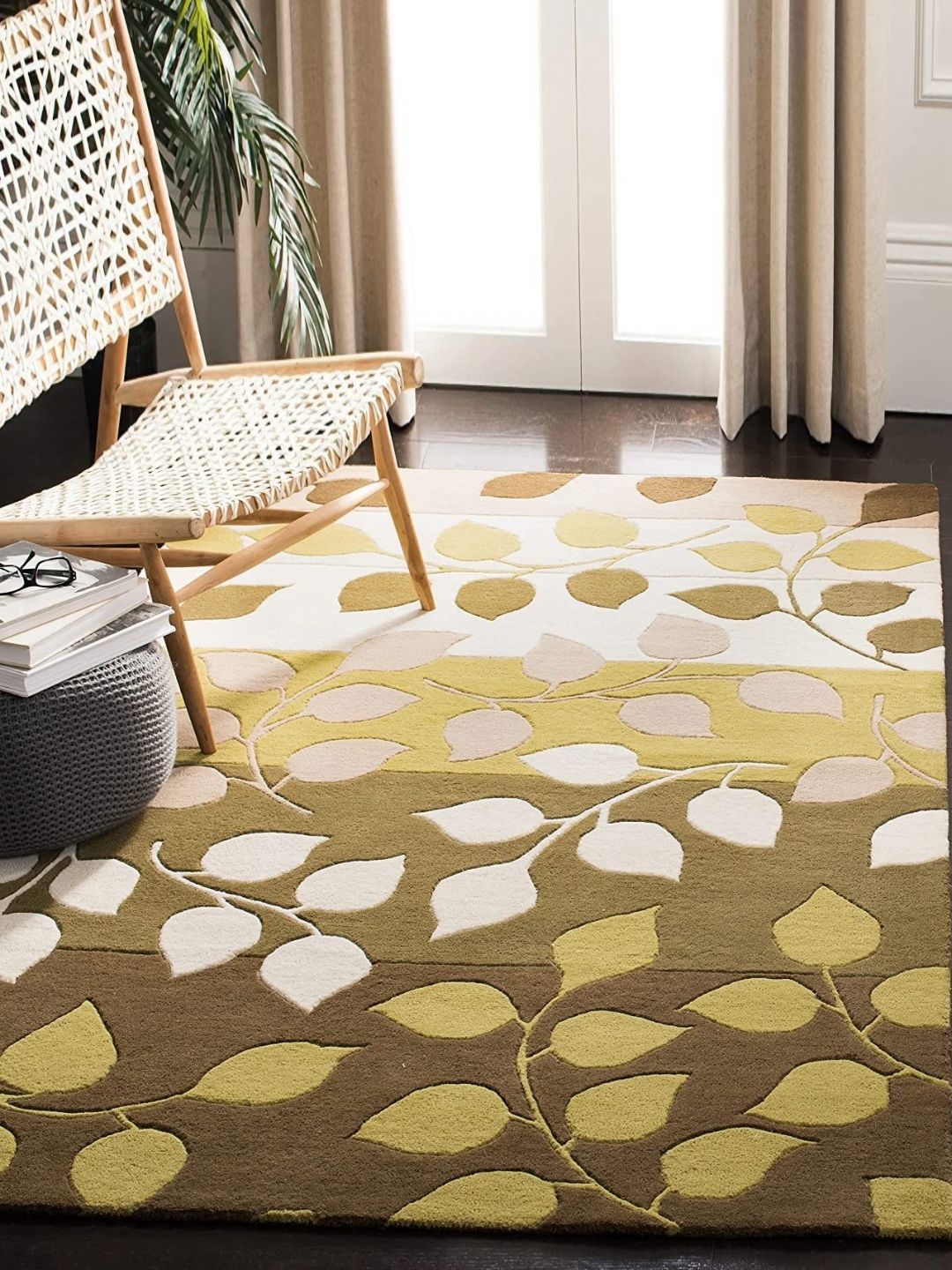 Safiya Carpet Olive Green & Pink Floral Woollen Carpet-image-33