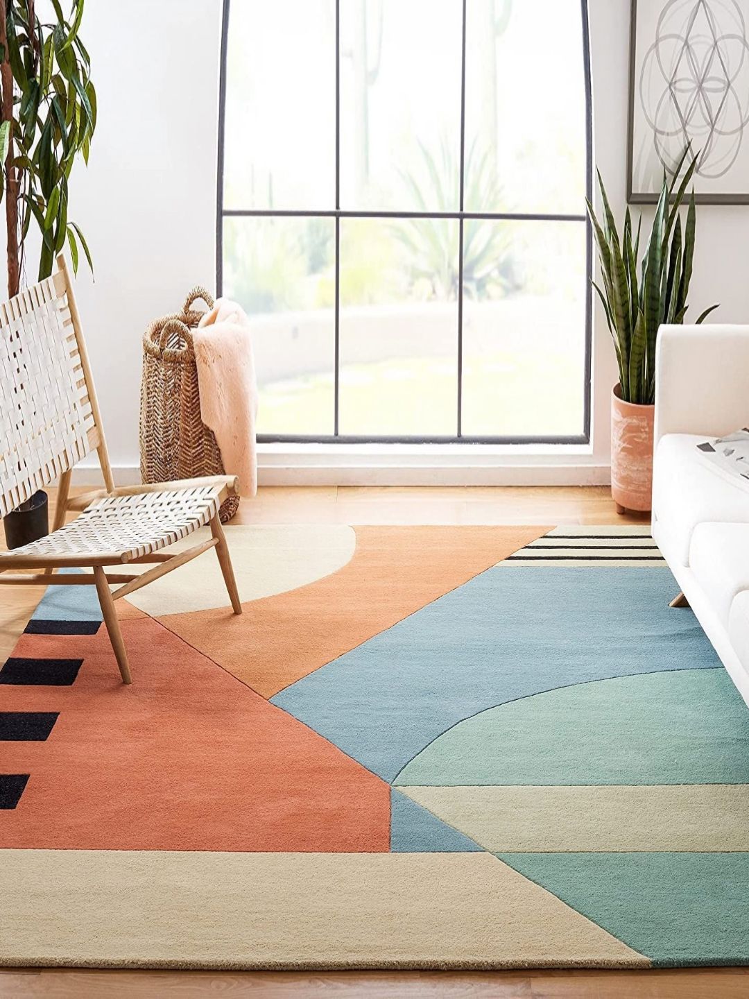 Safiya Carpet Blue & Rust Geometric Woollen Carpets-image-22