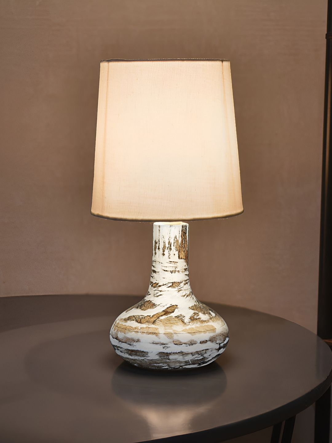 Homesake White Wood Contemporary Cylindrical Shaped Table Lamp-image-24