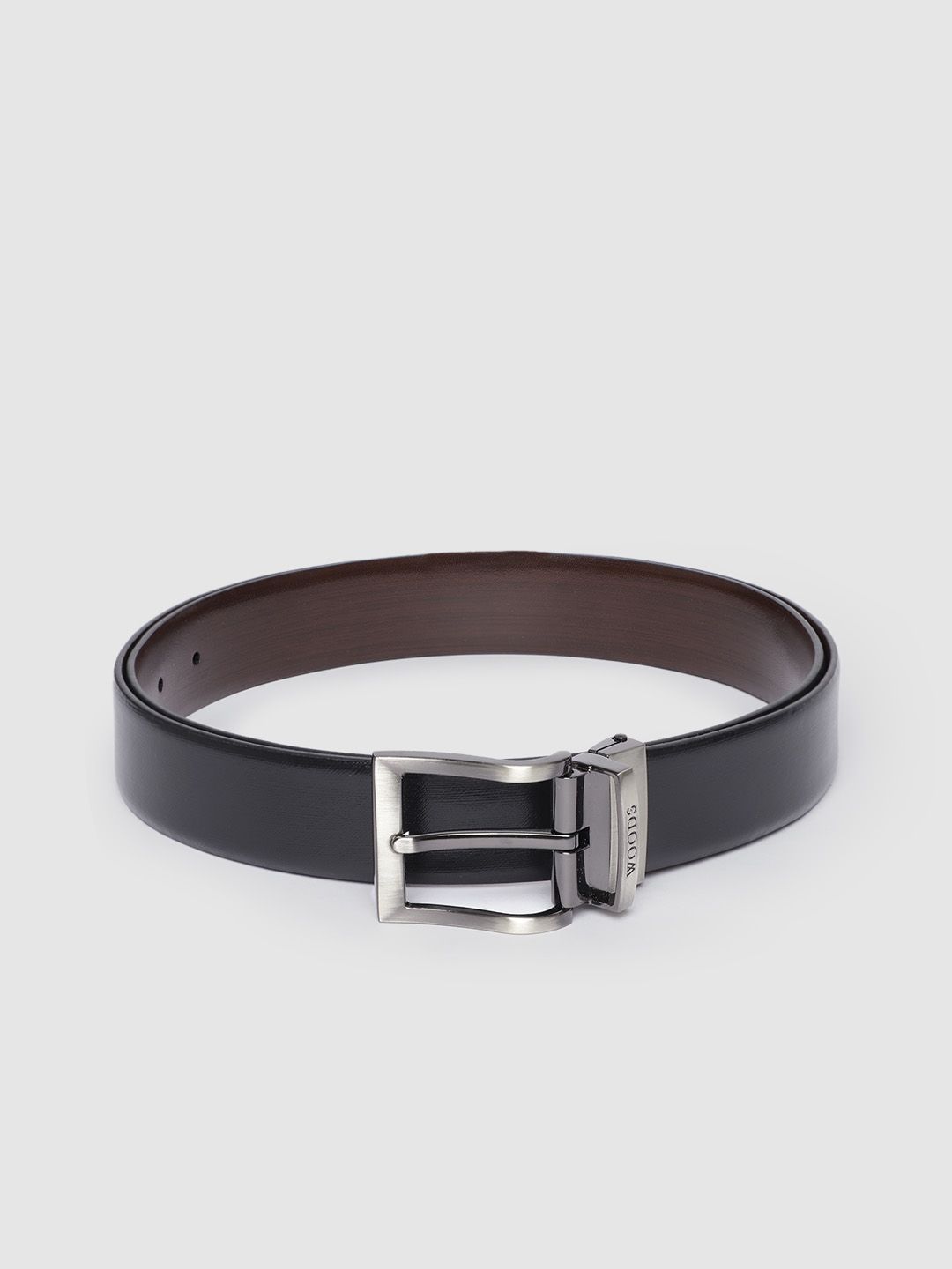 Woodland Men Leather Belt With 2 Buckles-image-23