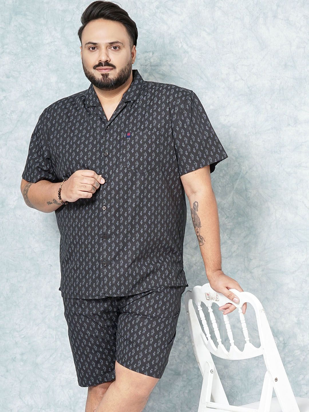 HARDSODA Plus Size Printed Shirt With Shorts-image-25