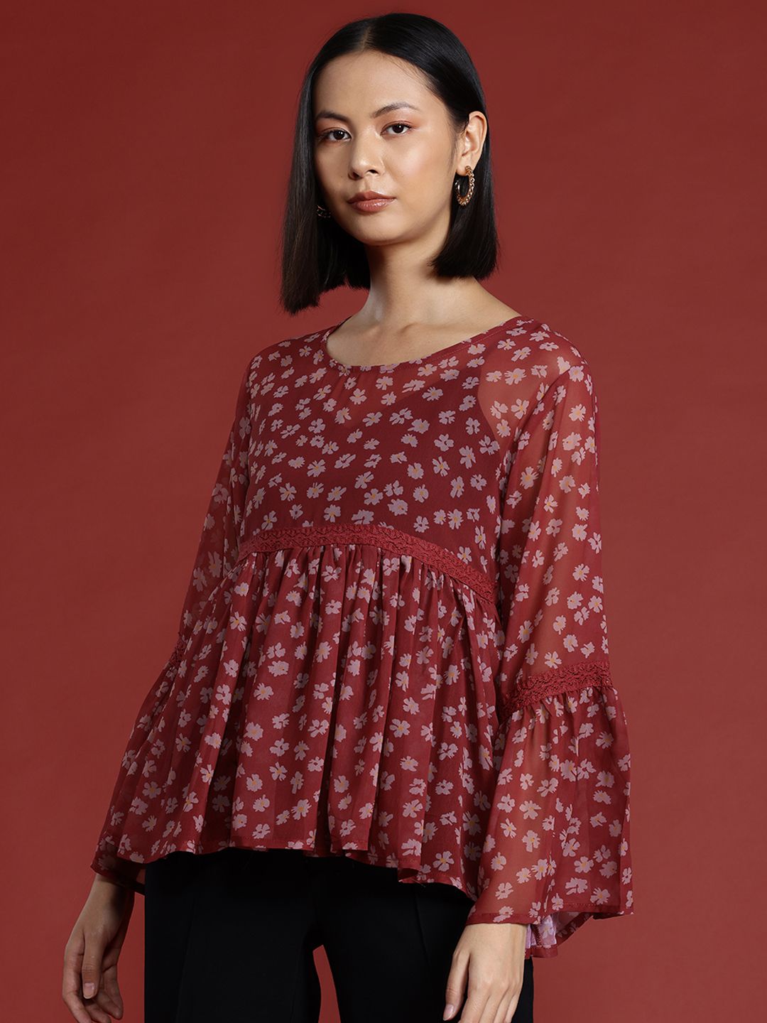 all about you Floral Print Semi-Sheer Top-picture-19