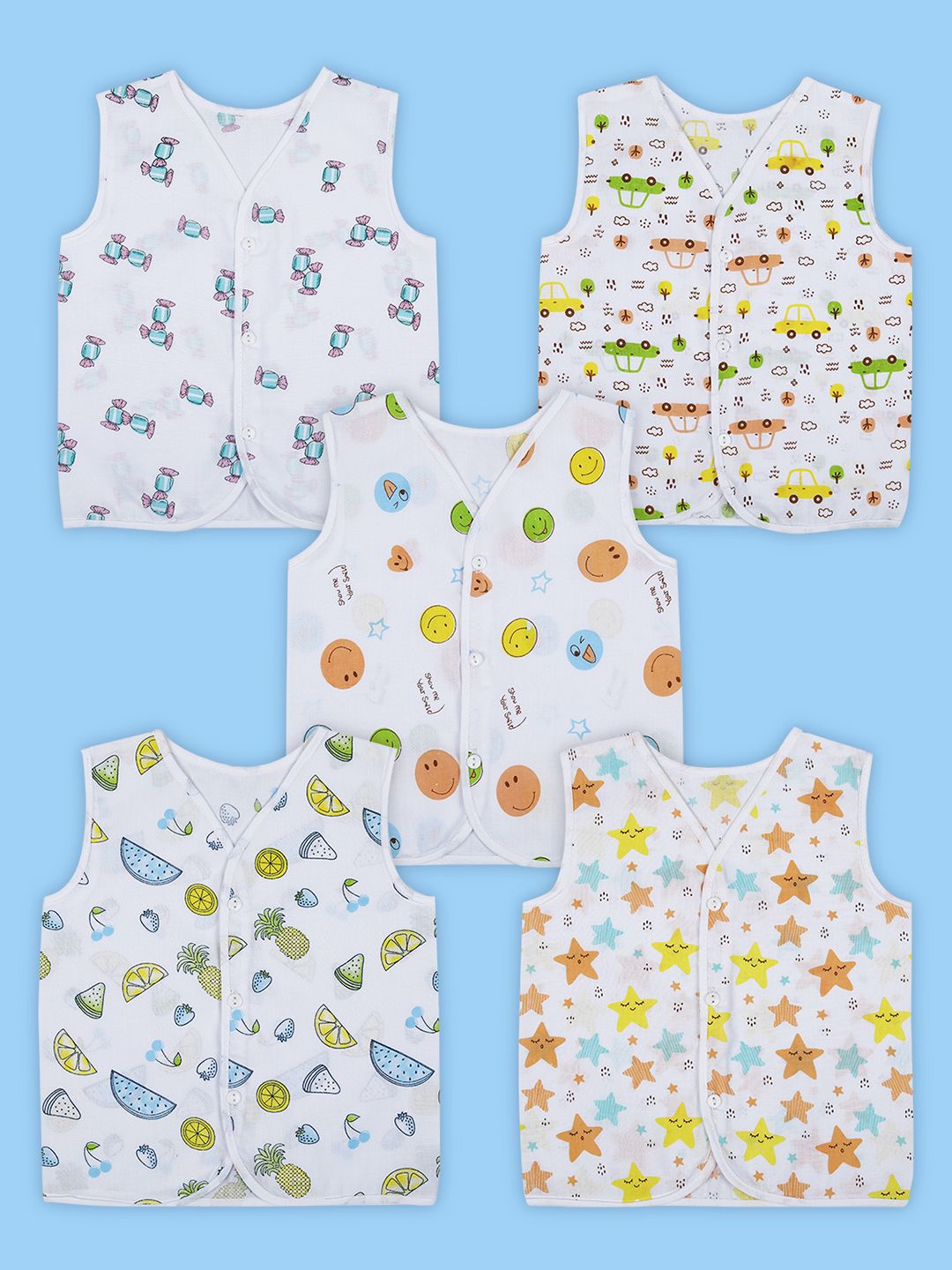 Baby Moo Unisex Kids 5-Pcs Cotton Innerwear Vests KJD-42-picture-26