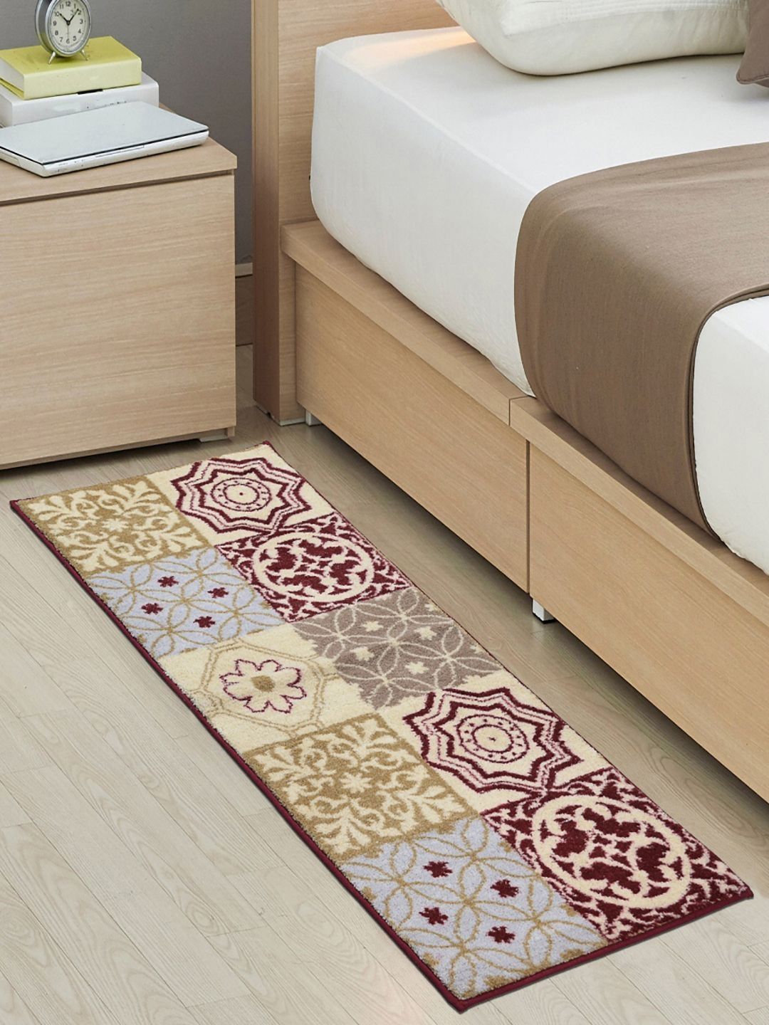 Saral Home Beige & Maroon Ethnic Motif Printed Pure Cotton Anti- Skid Floor Runner-picture-35