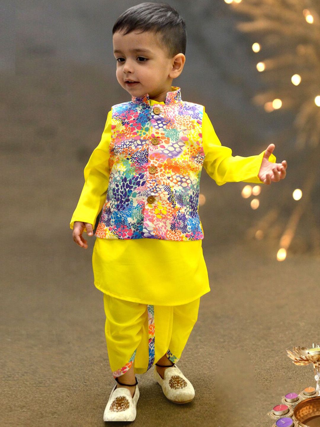 A.T.U.N. Boys Mandarin Collar Straight Kurta With Dhoti Pants-picture-29