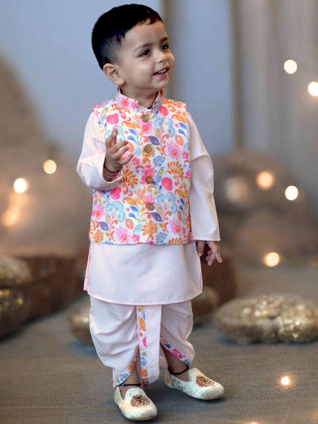 A.T.U.N. Boys Mandarin Collar Straight Kurta With Dhoti Pants-picture-28