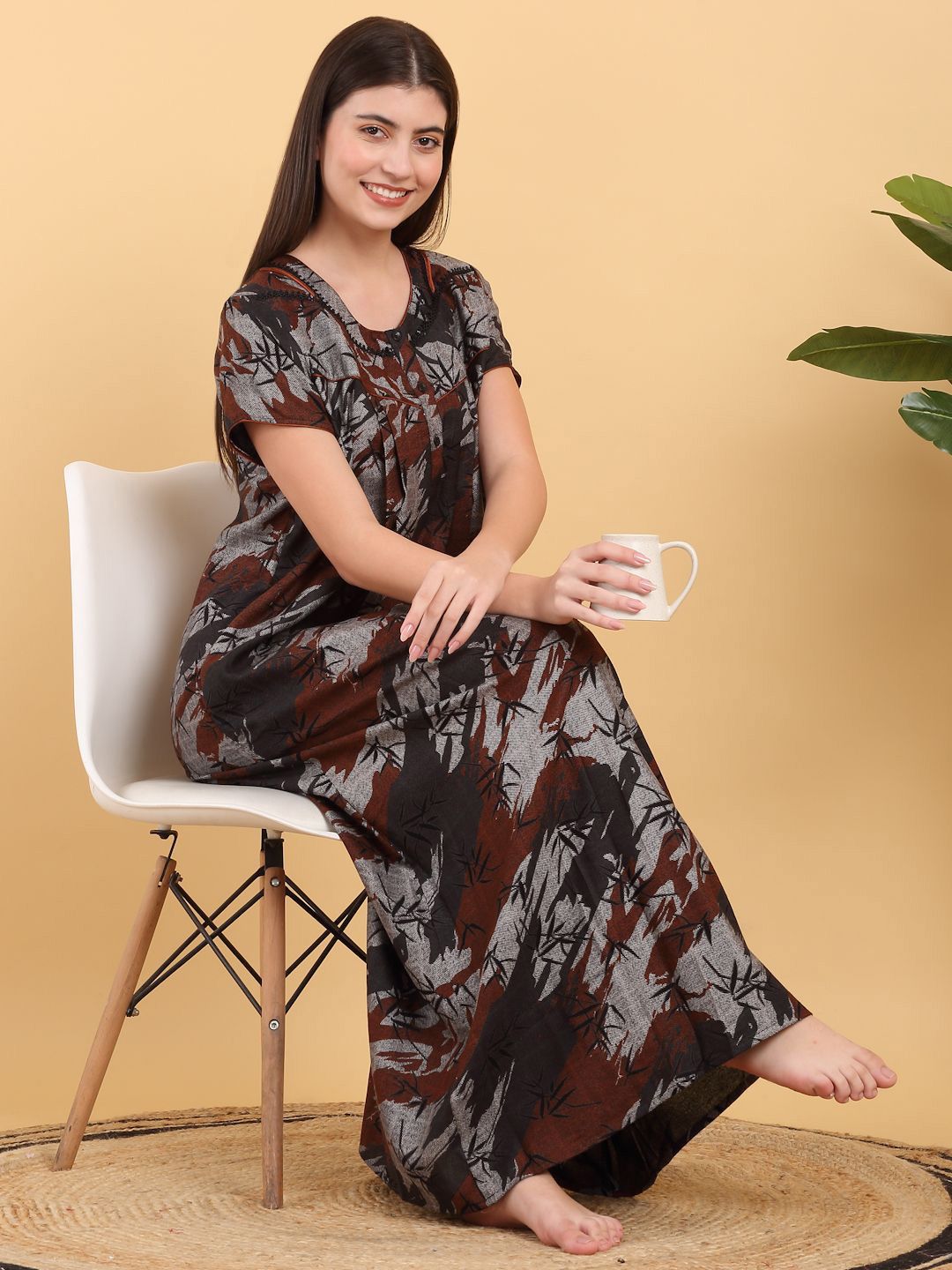 Sweet Dreams Round Neck Printed Maxi Nightdress-picture-21