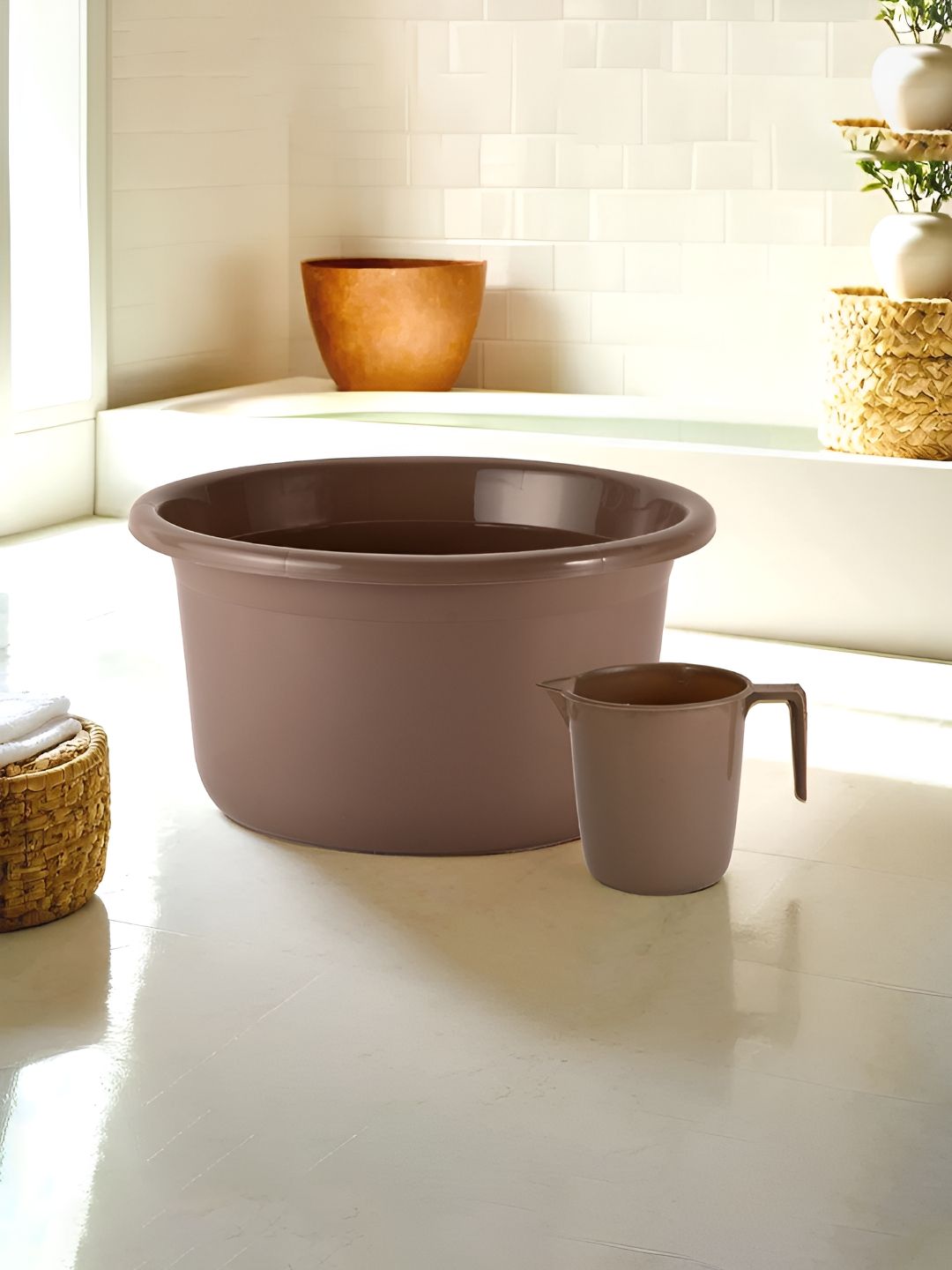 Kuber Industries Brown 2 pieces Bath Accessories Set-image-33
