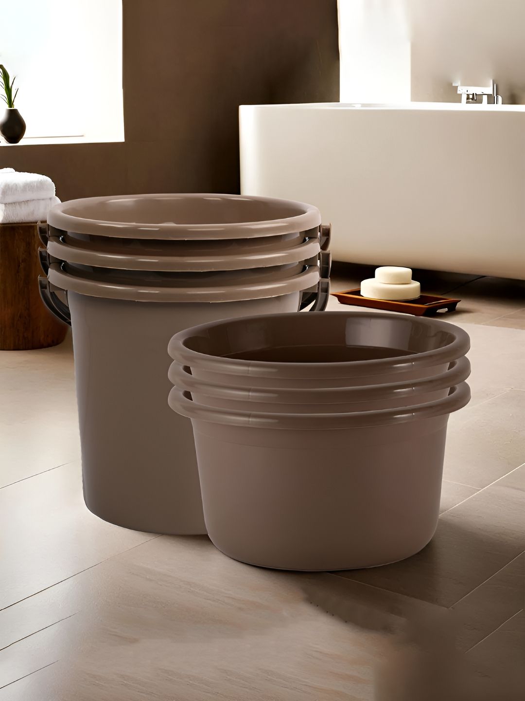 Kuber Industries Brown 6 pieces Bath Accessories Set-picture-19