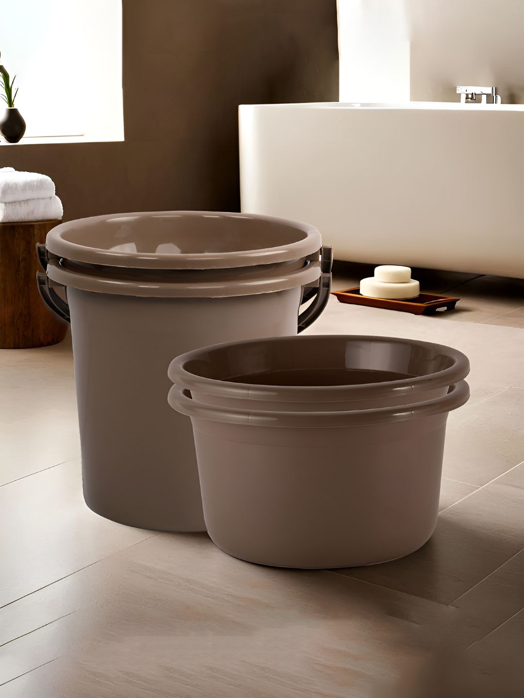 Kuber Industries Brown 4 pieces Bath Accessories Set-image-7