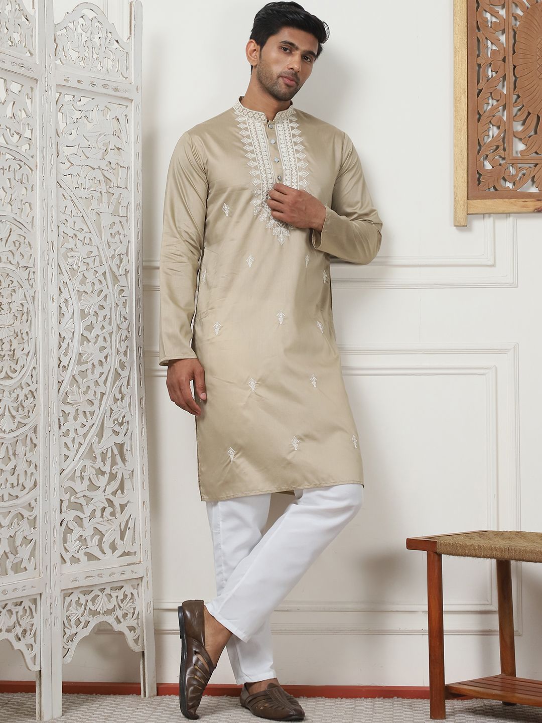 Jompers Men Embroidered Thread Work Floral Kurta-picture-20