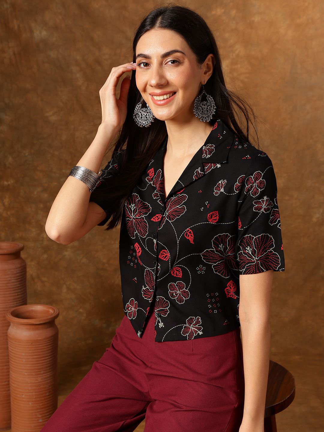 Anouk Floral Print Shirt Style Top-picture-34