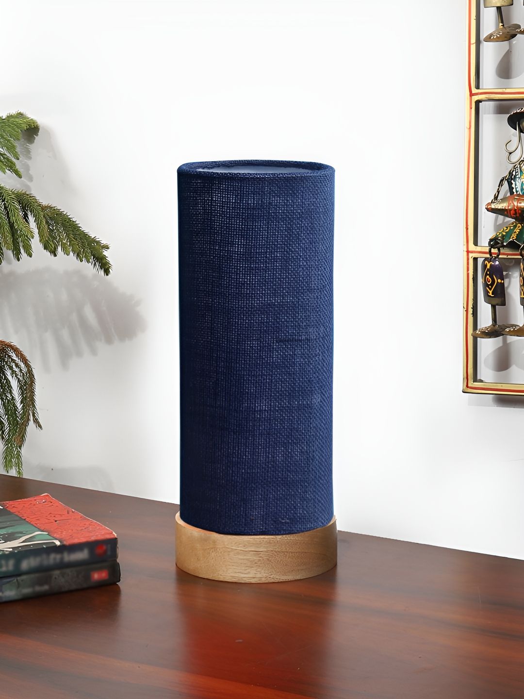 Devansh Blue Textured Wooden Contemporary Table Lamp-picture-31
