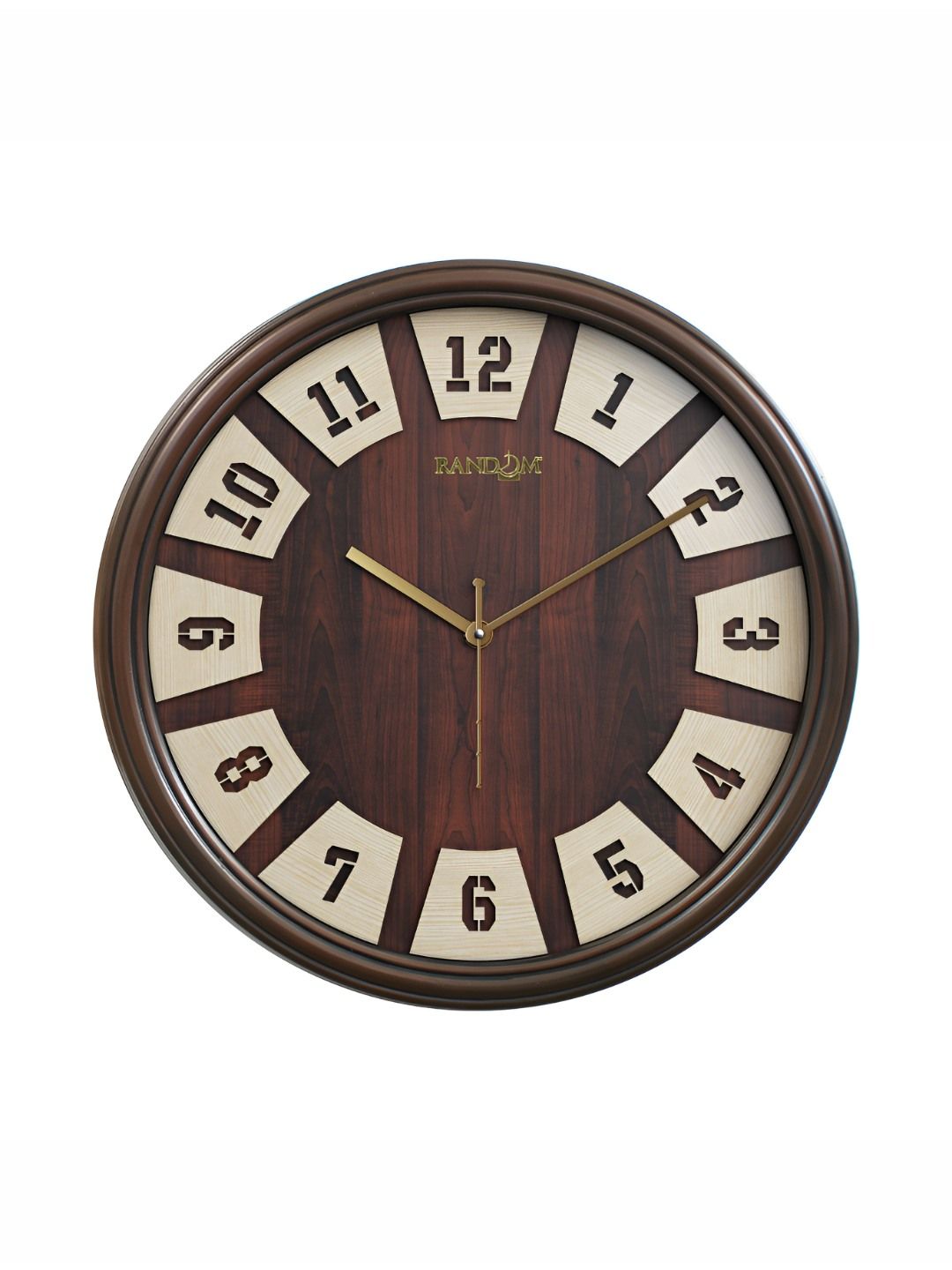 RANDOM Brown & Cream-Coloured Printed Contemporary Wall Clock