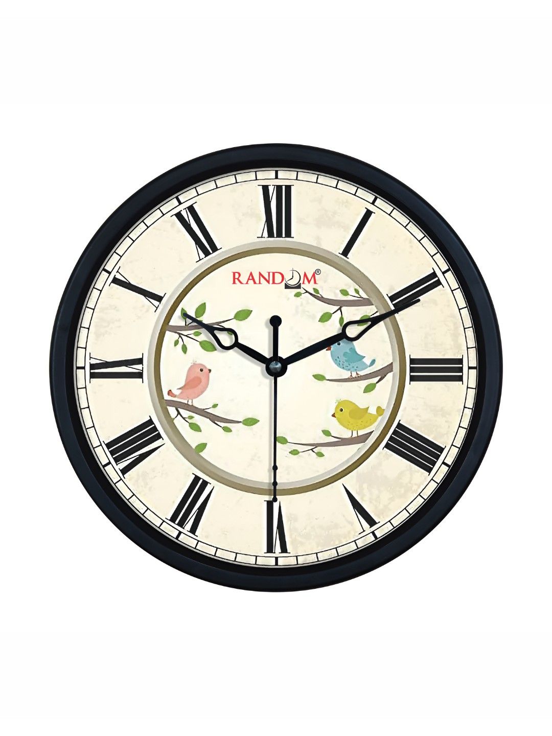 RANDOM Cream-Coloured & Black Printed Round Contemporary Wall Clock-picture-40