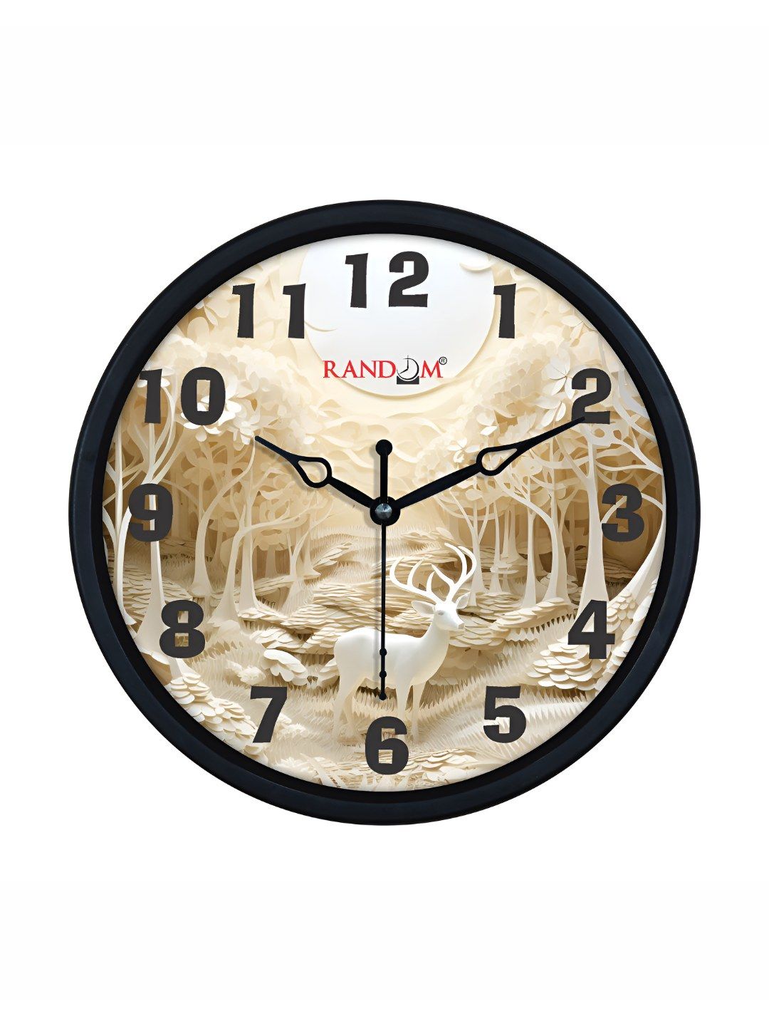 RANDOM Beige & Black Printed Round Contemporary Wall Clock-image-35