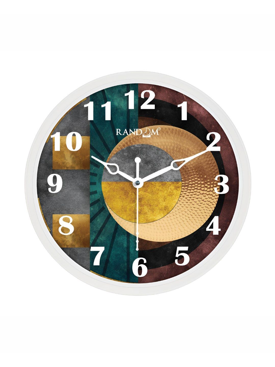RANDOM Brown & Green Printed Contemporary Analogue Round Wall Clock-image-27