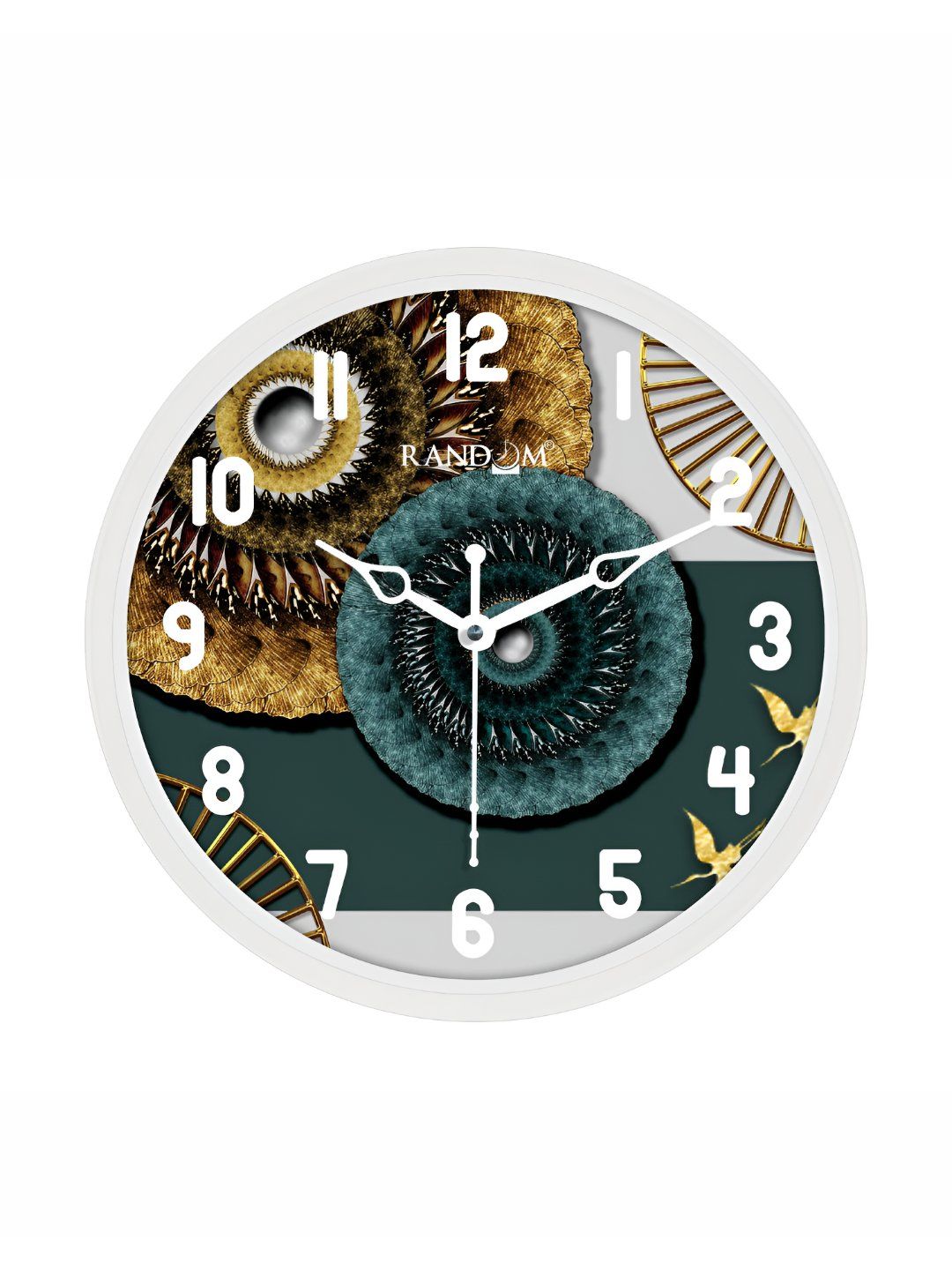 RANDOM Green & White Printed Contemporary Wall Clock-picture-27