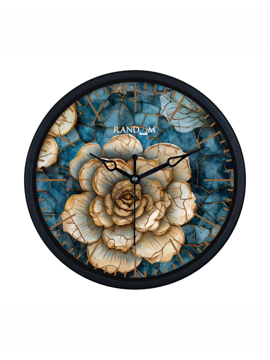 RANDOM Blue & Brown Floral Printed Contemporary Analogue Round Wall Clock-image-47