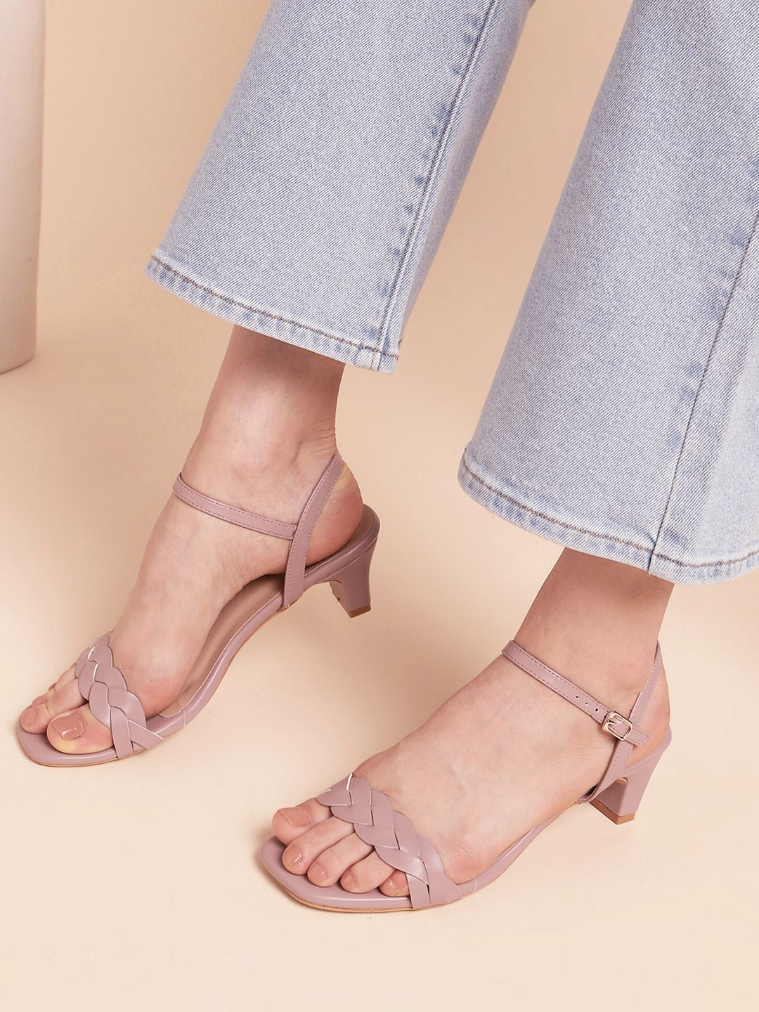 DressBerry Women Textured PU Open Toe Backstrap Block Sandals Heels-picture-14