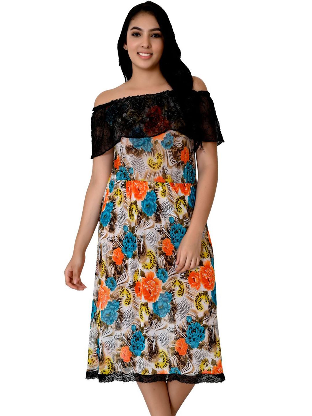 Fihana Floral Printed Nightdress-image-44