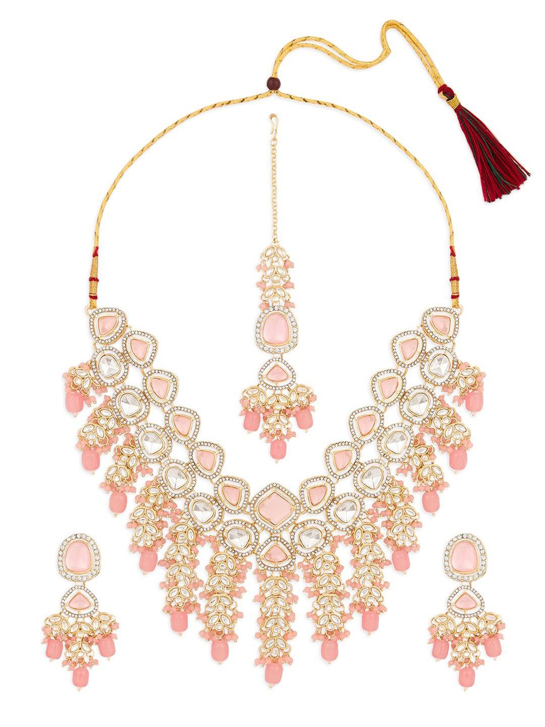 Zaveri Pearls Gold-Plated AD-Studded & Beaded Jewellery Set-picture-13