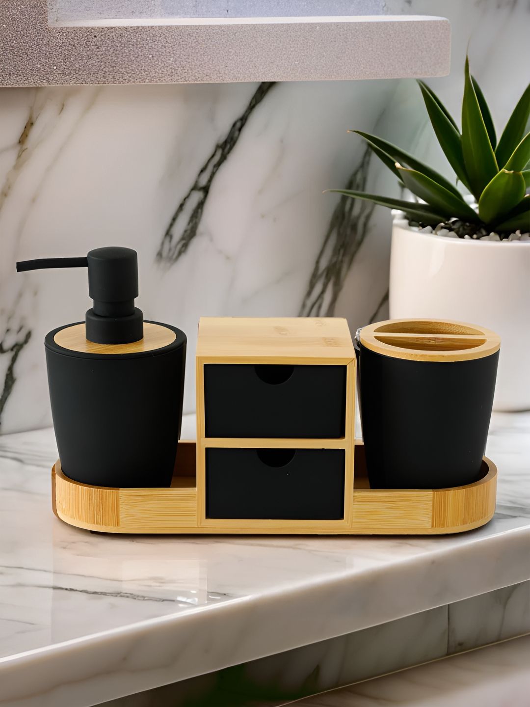 UMAI Black & Brown 3 Pieces Bath Accessories Set-picture-19