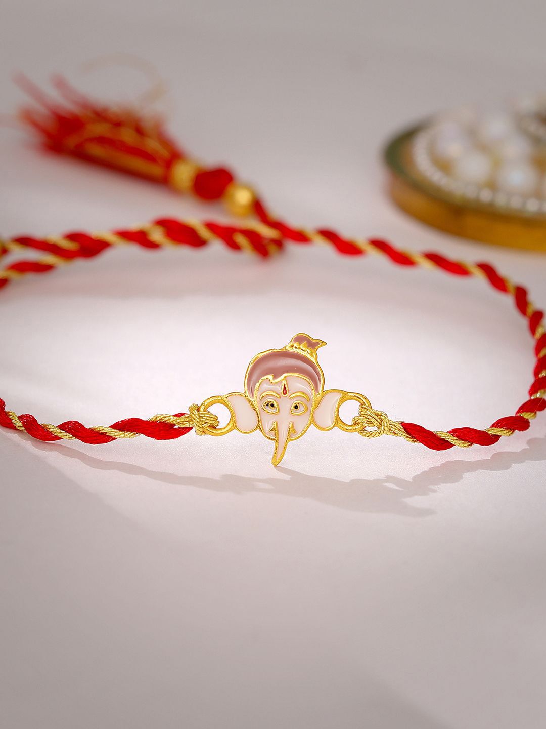 GIVA Boys 925 Silver Ganesh Thread Rakhi-picture-23