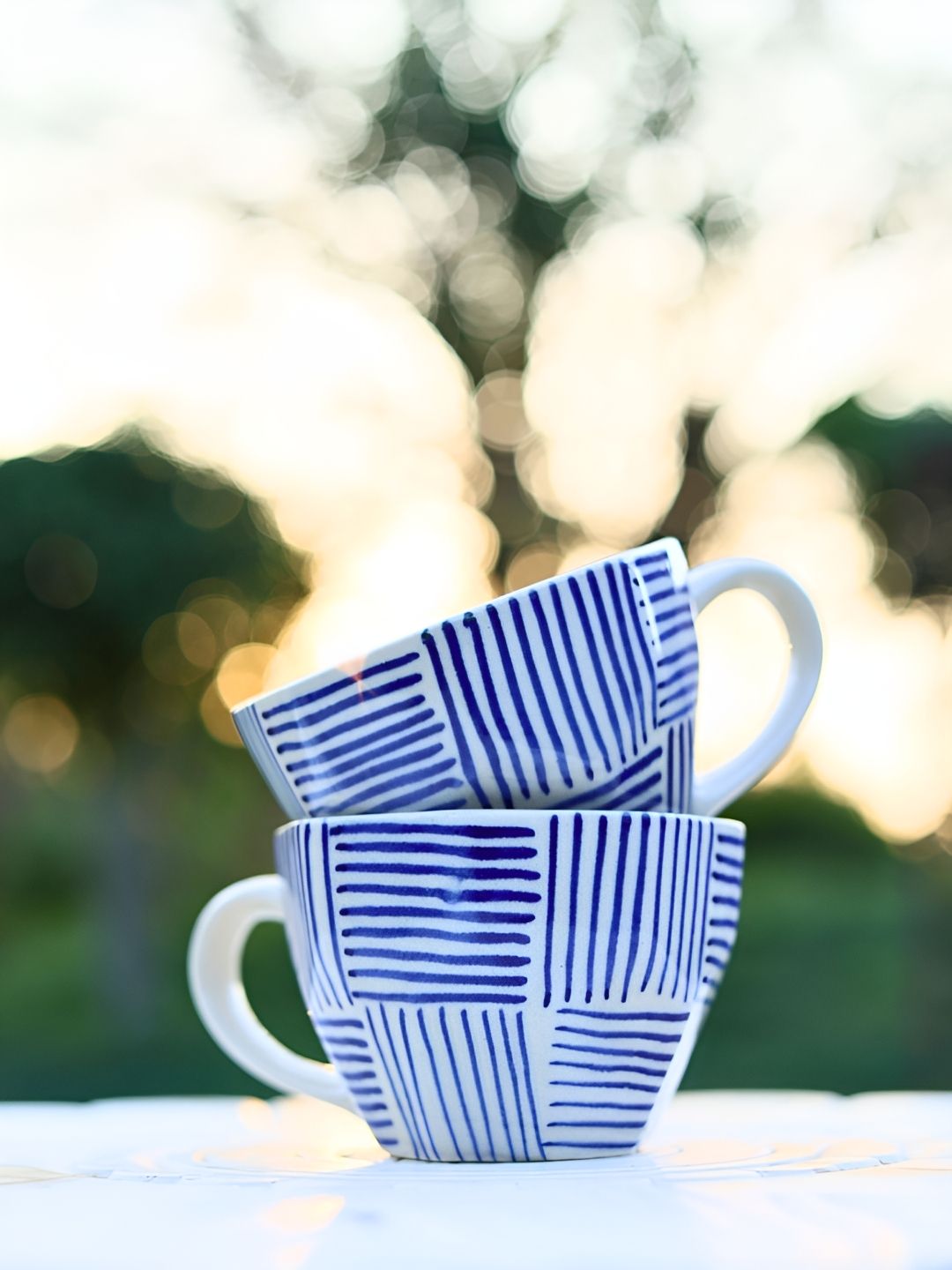WEAVING HOMES Blue & White Hand Painted Printed Ceramic Glossy Mugs Set of Cups and Mugs-picture-49