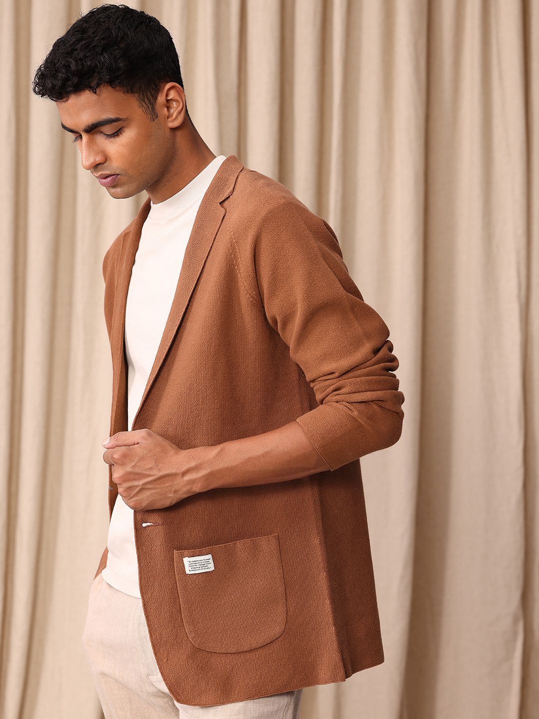 Mr Bowerbird Self Design Tailored Fit Single-Breasted Casual Blazer-picture-23