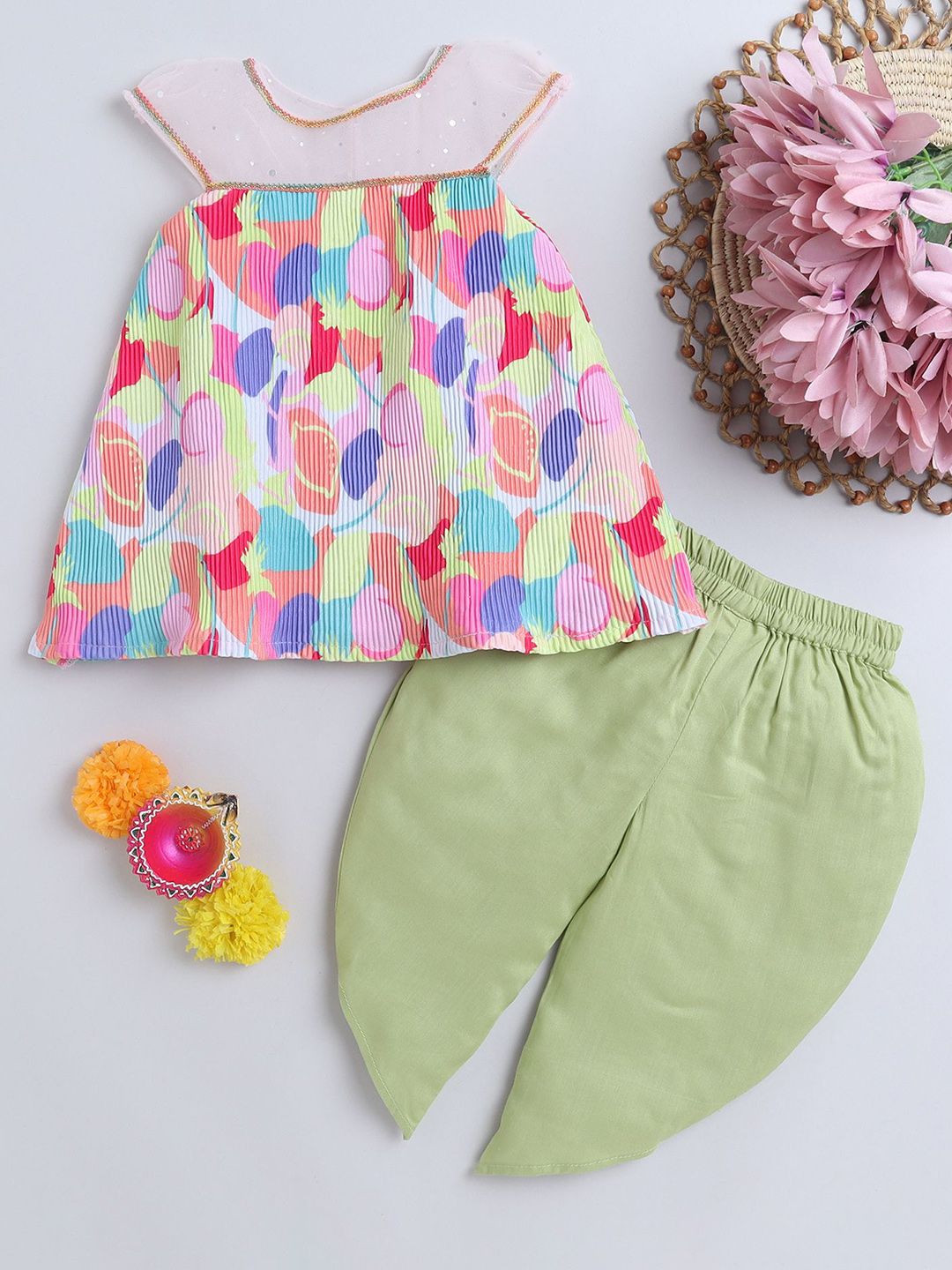 MANY FROCKS & Girls Printed Regular Pure Cotton Kurti with Dhoti Pants-picture-35