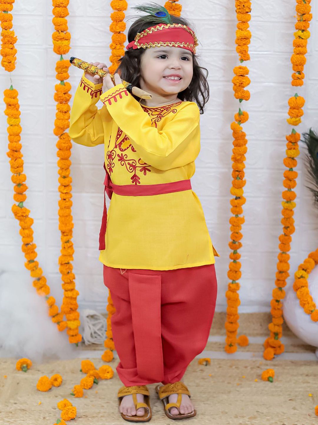 BownBee Boys Embroidered Pure Cotton Kanhaiya Set-image-13