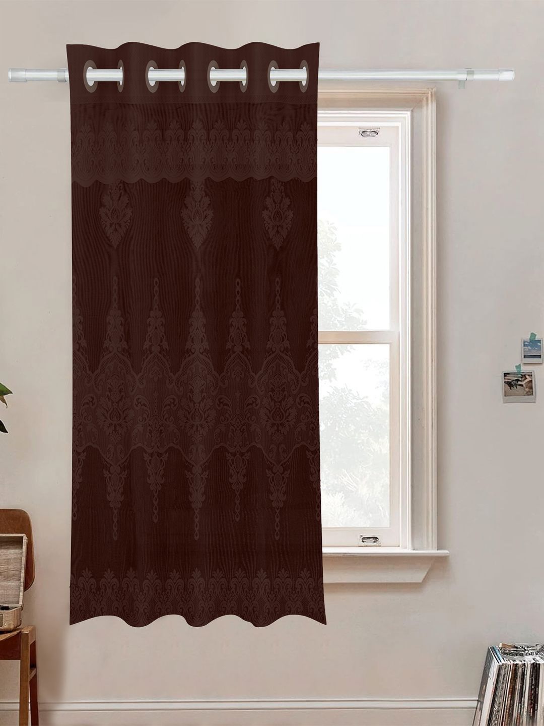 Kuber Industries Brown Ethnic Motifs Window Curtain-image-24