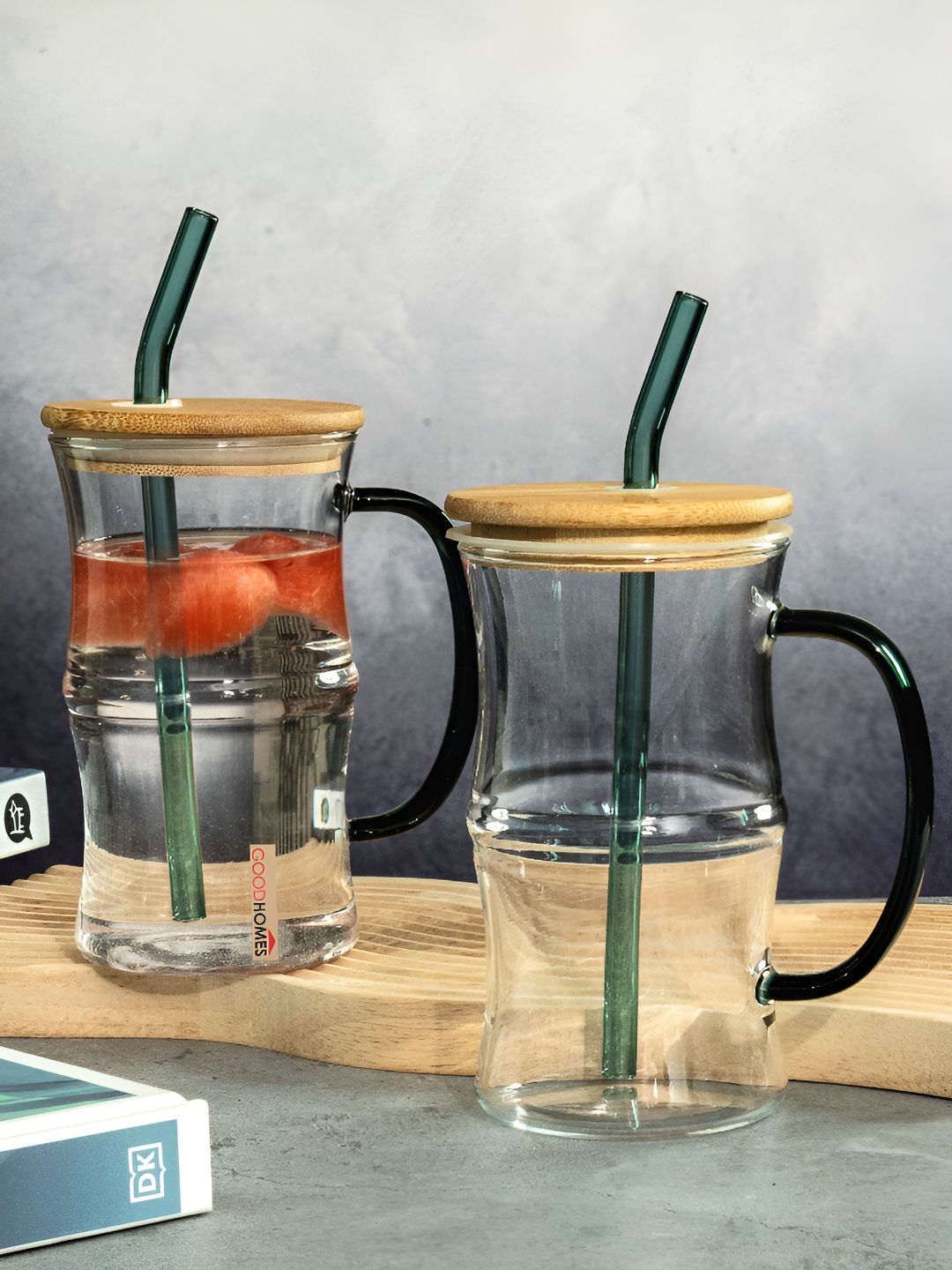 GOODHOMES Transparent Floral Printed Glass Glossy Mugs Set of Cups and Mugs-image-40