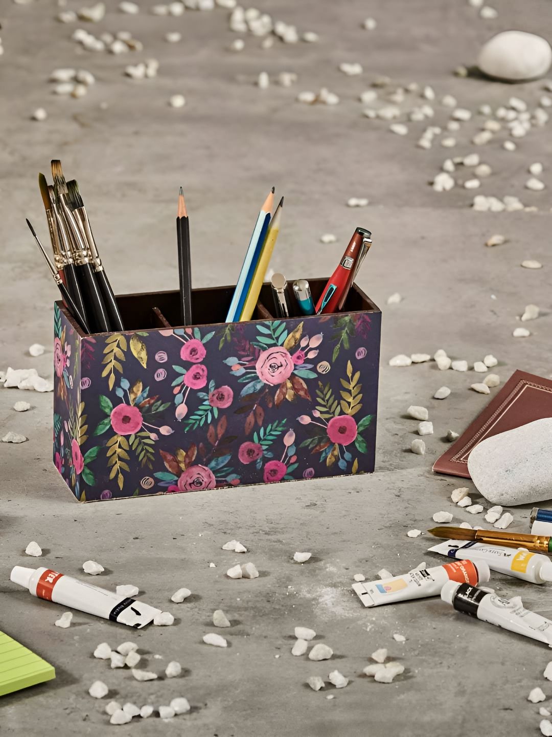 A Tiny Mistake Purple & Pink Floral Printed Wooden Pencil Holder-picture-20