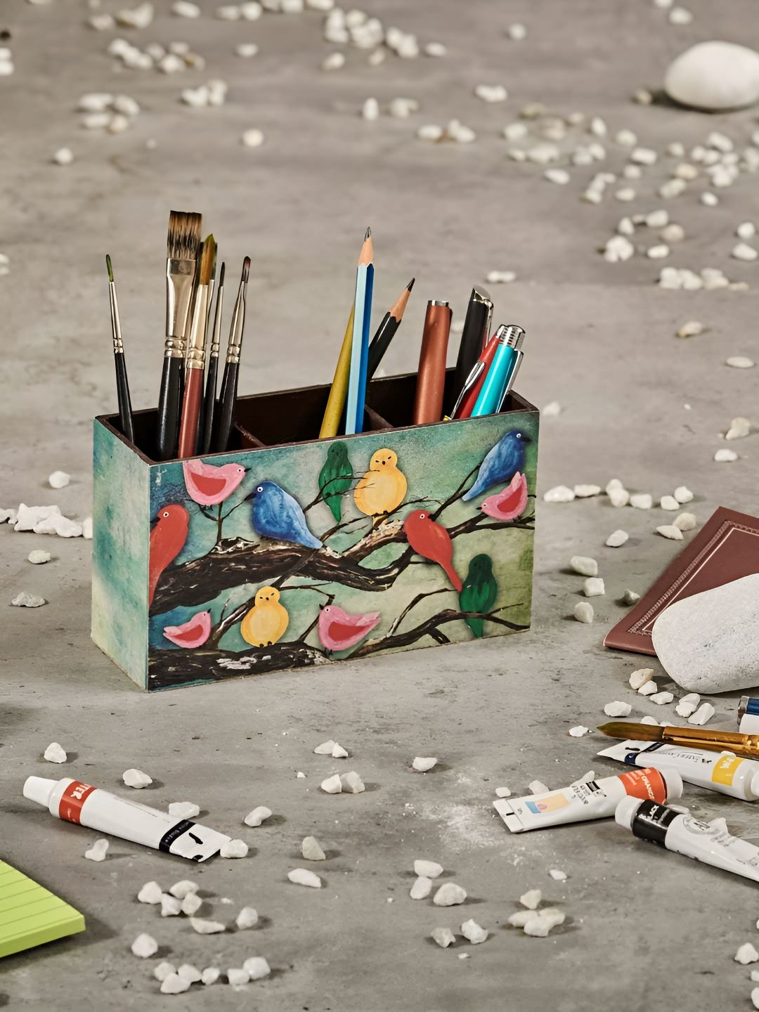 A Tiny Mistake Blue & Green Bird Printed Wooden Holder-picture-30