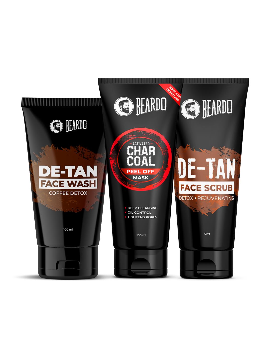 BEARDO Men De-Tan Combo - Face Wash + Face Scrub + Activated Charcoal Peel Off Mask-image-30