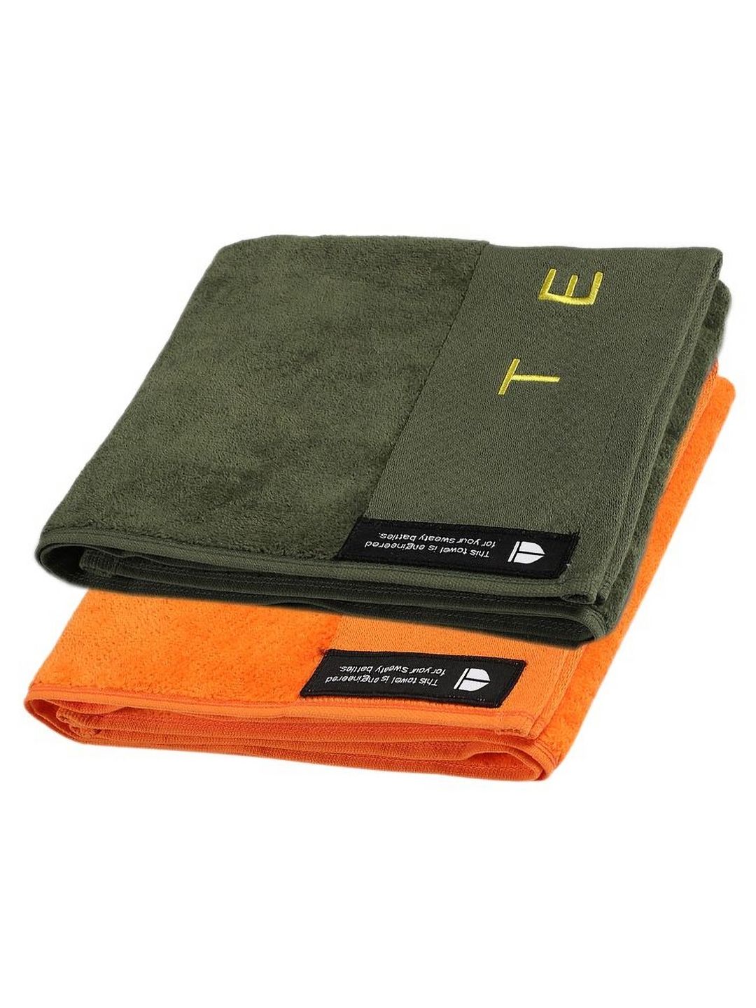 TEGO Set of 2 Green & Orange Highly Absorbent 550 GSM Hand Towel
