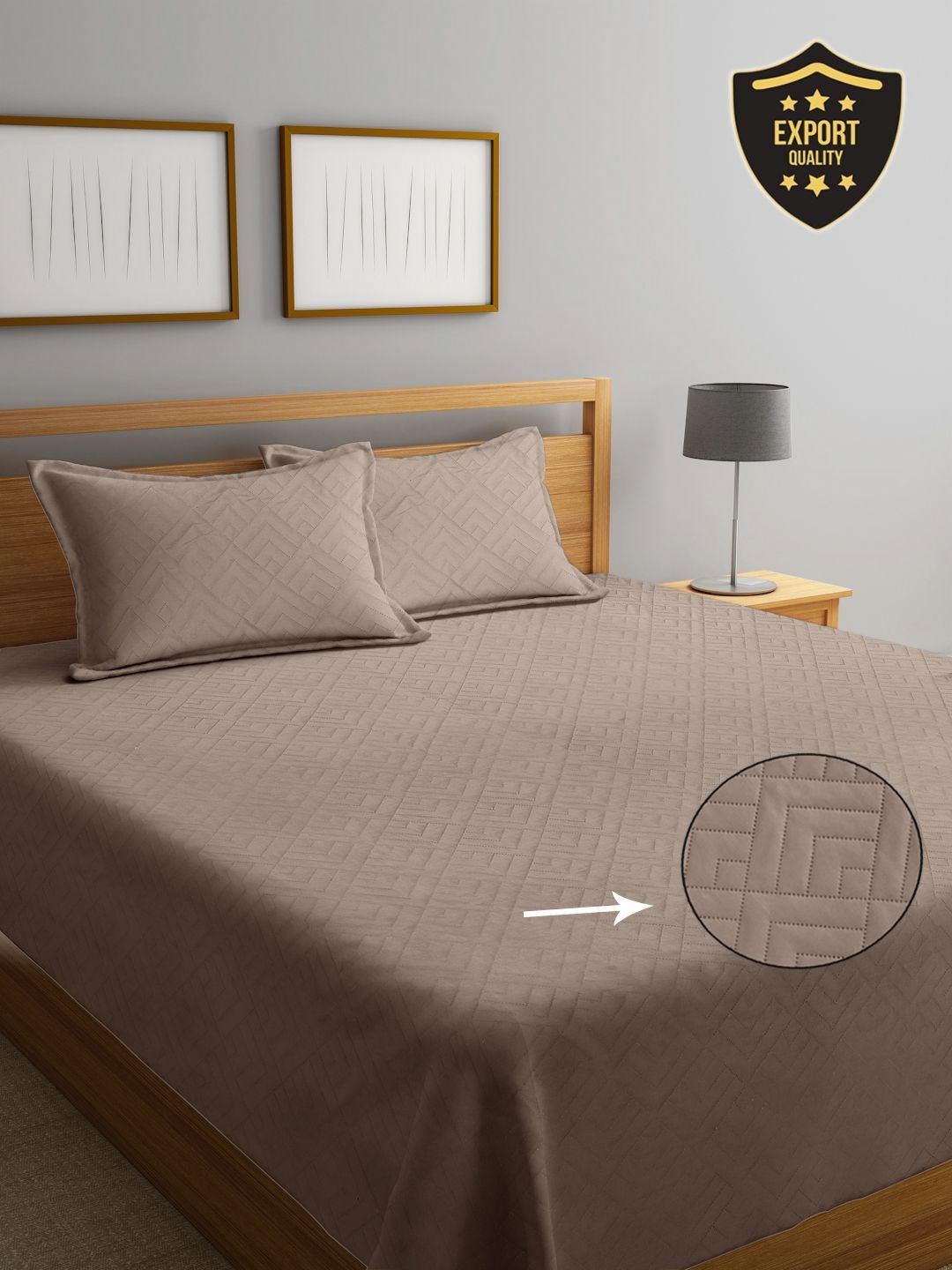 KLOTTHE Brown 300 TC Bedsheet With 2 Pillow Covers-picture-12