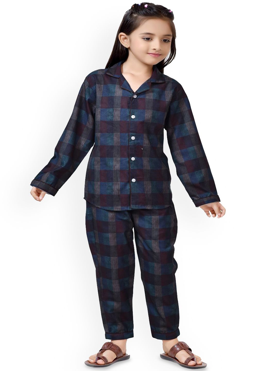 BAESD Girls Checked Pure Cotton Clothing Set-picture-34